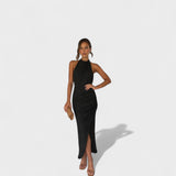 Camila - Vestido Largo con Detalles Plisados