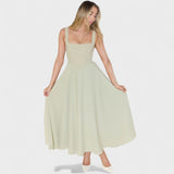 Maribel - Vestido Midi con Escote Cuadrado