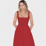 Maribel - Vestido Midi con Escote Cuadrado