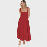 Maribel - Vestido Midi con Escote Cuadrado