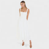 Maribel - Vestido Midi con Escote Cuadrado