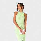 Camila - Vestido Largo con Detalles Plisados