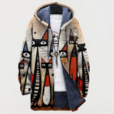 Chaqueta con diseño abstracto y estampado de gato