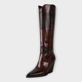 Botas Elegantes con Diseño de Crocodrilo y Tacón
