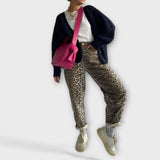 Chandra - Pantalones vaqueros vintage con estampado de leopardo