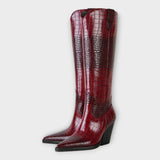 Botas Elegantes con Diseño de Crocodrilo y Tacón
