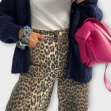 Chandra - Pantalones vaqueros vintage con estampado de leopardo