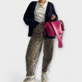 Chandra - Pantalones vaqueros vintage con estampado de leopardo