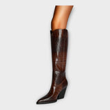 Botas Elegantes con Diseño de Crocodrilo y Tacón
