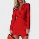 Largo vestido blazer de manga larga
