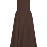 Sara - Vestido midi de punto en color marrón