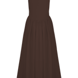Sara - Vestido midi de punto en color marrón