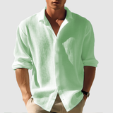 Camisa de Botones con Diseño de Barra Curvada en el Frente
