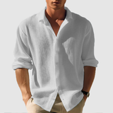Camisa de Botones con Diseño de Barra Curvada en el Frente