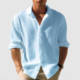 Camisa de Botones con Diseño de Barra Curvada en el Frente