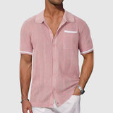 Camisa con Cuello Camp de Color Contrastante