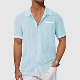 Camisa con Cuello Camp de Color Contrastante