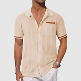Camisa con Cuello Camp de Color Contrastante