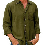 Camisa Larga de Mezcla de Denim