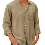 Camisa Larga de Mezcla de Denim