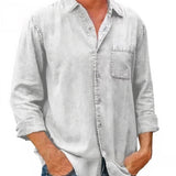 Camisa Larga de Mezcla de Denim