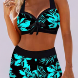 Sónia - Biquíni de Cintura Alta com Estampa Floral