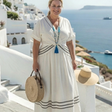 Sofia | Vestido midi cruzado de manga corta con escote en V