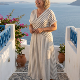 Cressida | Vestido midi con escote en V, manga corta y cintura cruzada
