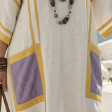 Aurora | Vestido Maxi con escote en V, mangas cortas y bolsillos