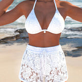 Marta - Elegante conjunto de bikini de encaje en color sólido