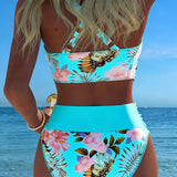 Eduarda - Bikini con diseño floral en contraste y detalle de abertura