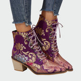 Botines de cuero con diseño floral