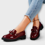 Mocasines de Charol Negros para Mujer con Lazo