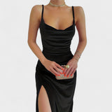 Gabriela - Vestido de terciopelo con corte lateral