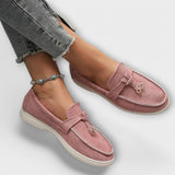 Beige Women's Loafers with Decorative Laces
