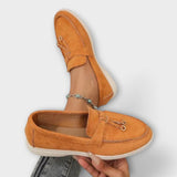 Beige Women's Loafers with Decorative Laces
