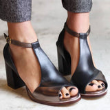 Nadaria - Sandalias negras de tacón alto con punta abierta en diseño patchwork