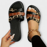 Jenevra - Sandalias de leopardo con tiras entrelazadas