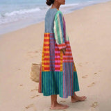 Eva - Vestido Largo de Patchwork Multicolor