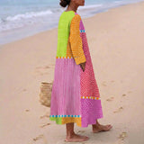Fátima - Vestido Colorido de Patchwork con Bolitas y Rayas