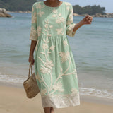 Gabi - Vestido Midi con Diseño de Plantas y Flores