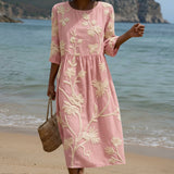 Paula - Vestido Midi con Diseño de Plantas y Flores