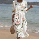 Ariana - Vestido Floral com Estampa de Plantas