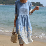 Tânia - Vestido Floral con Estampado de Plantas