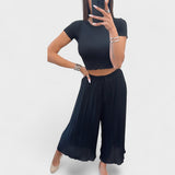 Maia - Pantalones Negros con Pliegues