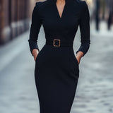 Iara - Refinado Vestido Justo en Negro