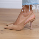 Marlena - Zapatos de tacón fino tipo slingback en tono nude