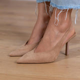 Marlena - Zapatos de tacón fino tipo slingback en tono nude