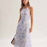 Clarice - Floral Blue Midi Dress