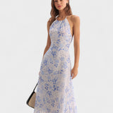 Clarice - Floral Blue Midi Dress